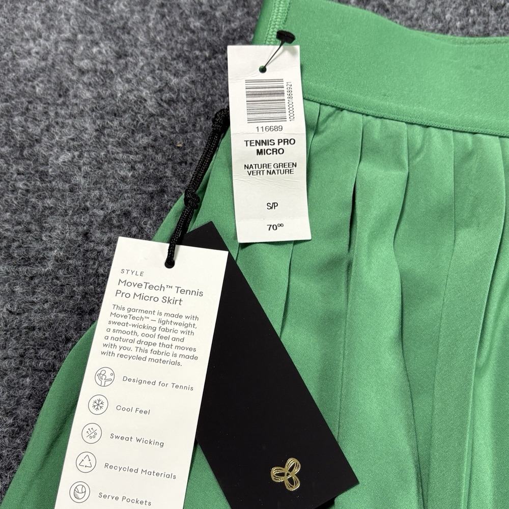 Aritzia Golden Tennis Micro Pleat Skirt Skort Womens Small Green NEW - Picture 6 of 6